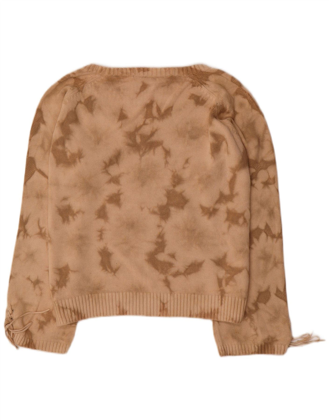 Женский джемпер с v-образным вырезом и графикой Marks & Spencer, Великобритания 20, 2XL, бежевый, хлопок