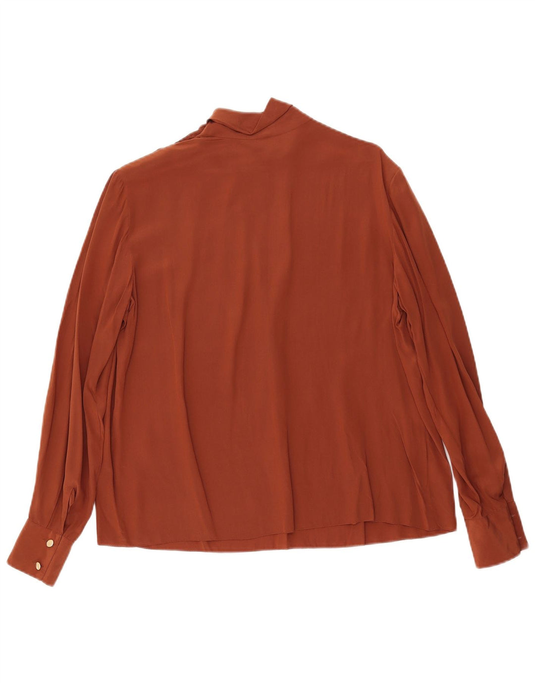 Винтажная женская блузка с длинным рукавом IT 46, большая, коричневая, шелковая