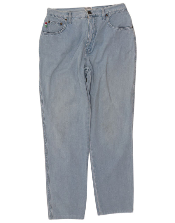 Женские зауженные джинсы с высокой талией MOSCHINO W33 L27, синий хлопок