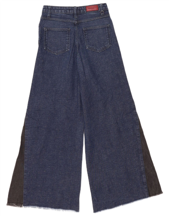 Женские расклешенные джинсы Max & Co. W26 L28 синие, хлопок с цветными блоками