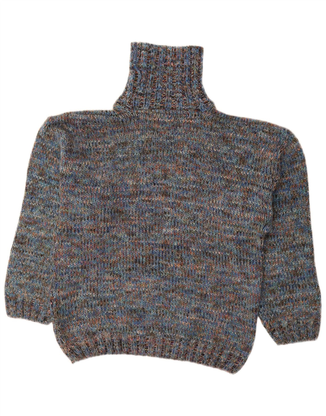 Мужской джемпер с высоким воротником NORTH POLE, шерстяной свитер среднего синего цвета с крапинками