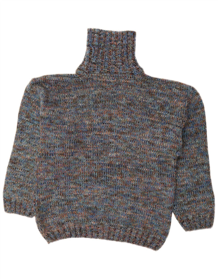 Мужской джемпер с высоким воротником NORTH POLE, шерстяной свитер среднего синего цвета с крапинками