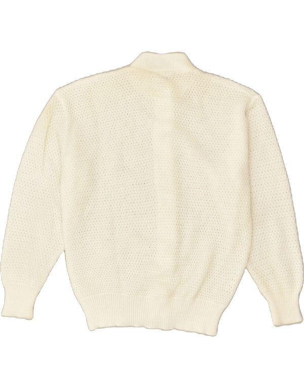 ВИНТАЖНЫЙ женский кардиган-свитер UK 2 2XS Белый акрил