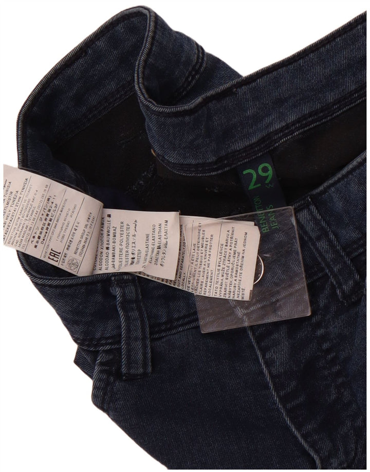 Женские джинсы скинни Benetton W29 L30 синие, хлопок