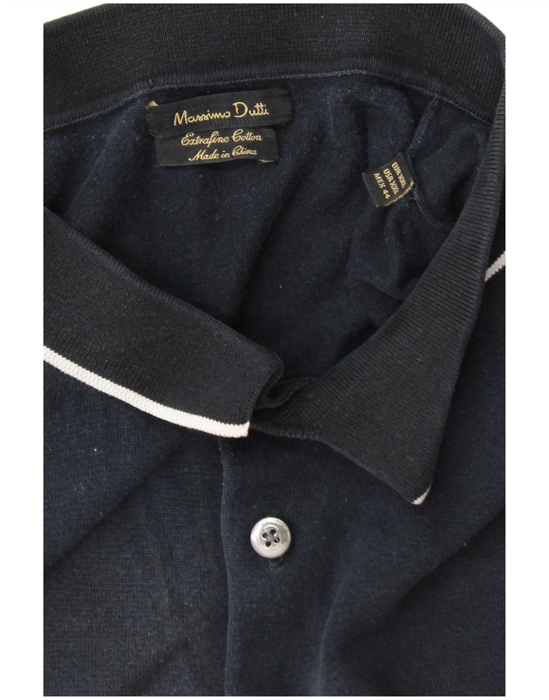 Мужская рубашка-поло Massimo Dutti 2XL темно-синяя, хлопок