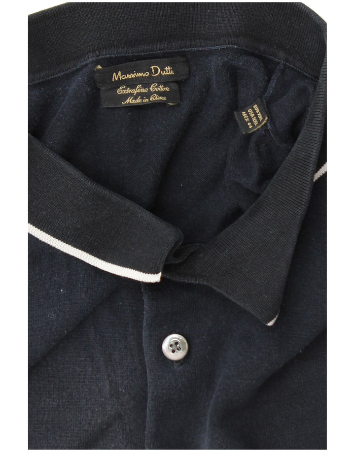 Мужская рубашка-поло Massimo Dutti 2XL темно-синяя, хлопок