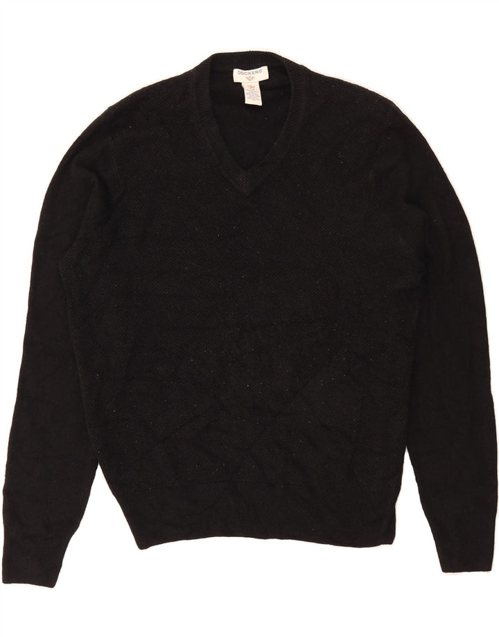 DOCKERS Mens V-Neck Jumper Sweater Small Black Acrylic Vintage Dockers and Second-Hand Dockers from Messina Hembry 