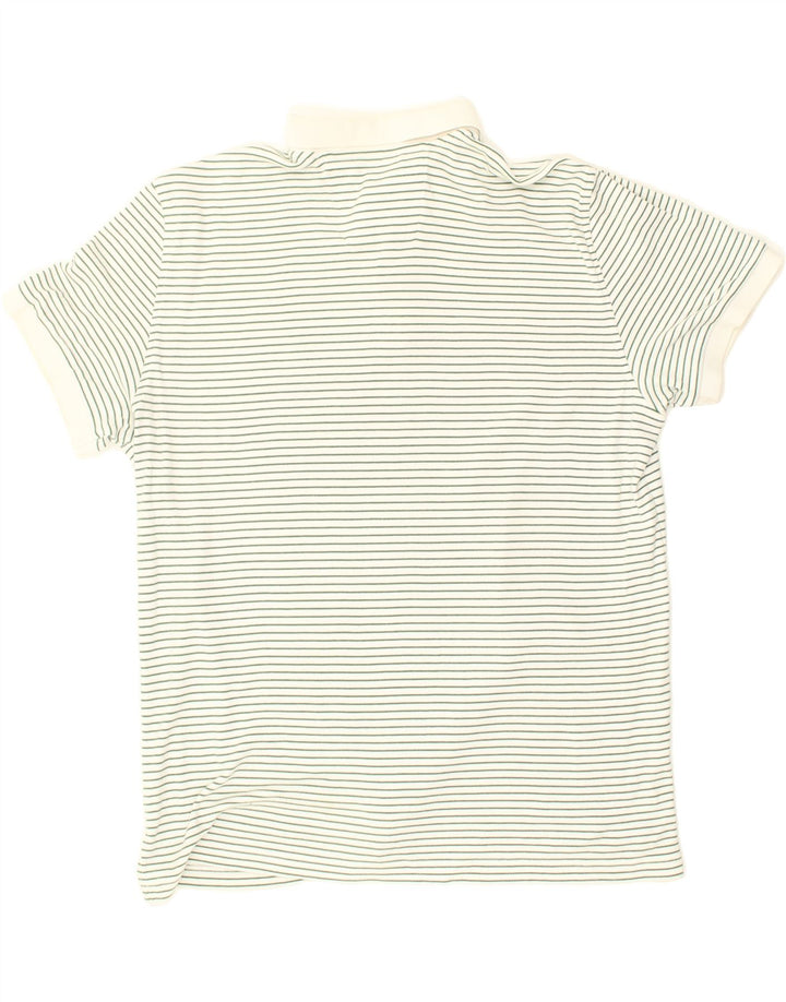 NAUTICA Mens Polo Shirt XL Off White Striped Cotton | Vintage Nautica | Thrift | Second-Hand Nautica | Used Clothing | Messina Hembry 