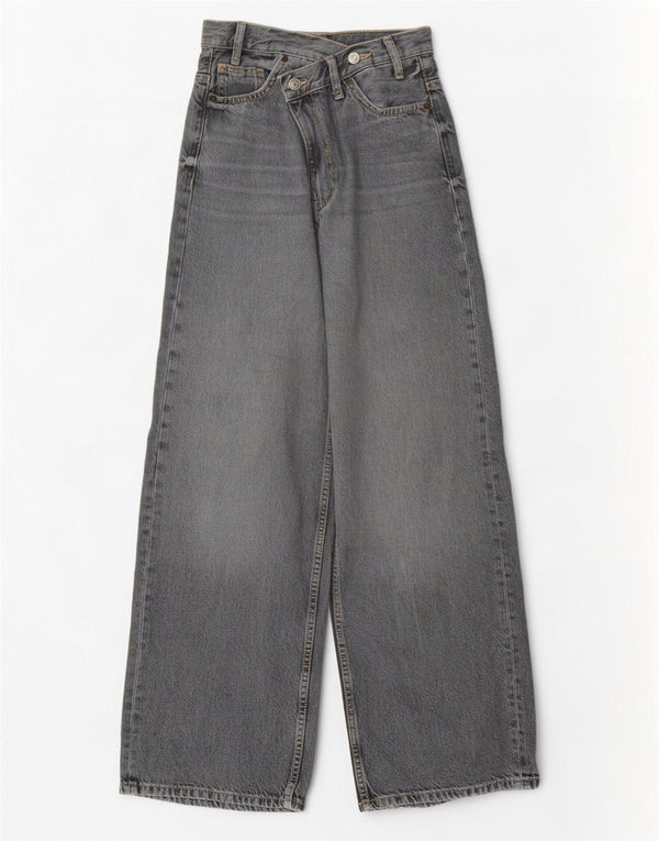 Женские широкие джинсы с высокой талией Zara EU 34 2XS W24 L31, серый хлопок