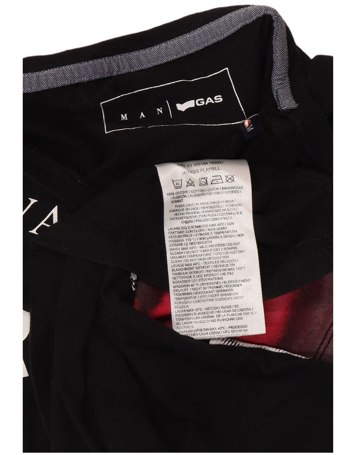 Мужская футболка с графическим рисунком GAS, средний черный хлопковый топ