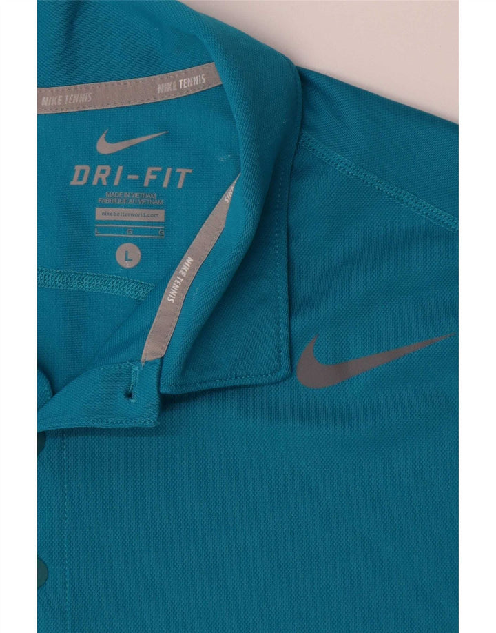 Мужская рубашка-поло Nike Dri Fit, большая синяя полиэстер