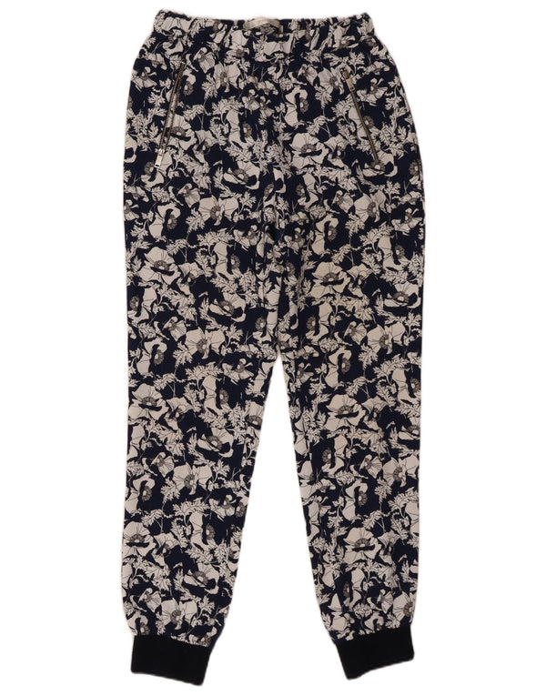 Женские повседневные брюки Trafaluc Joggers Zara, маленькие W26 L28, темно-синие с цветочным принтом