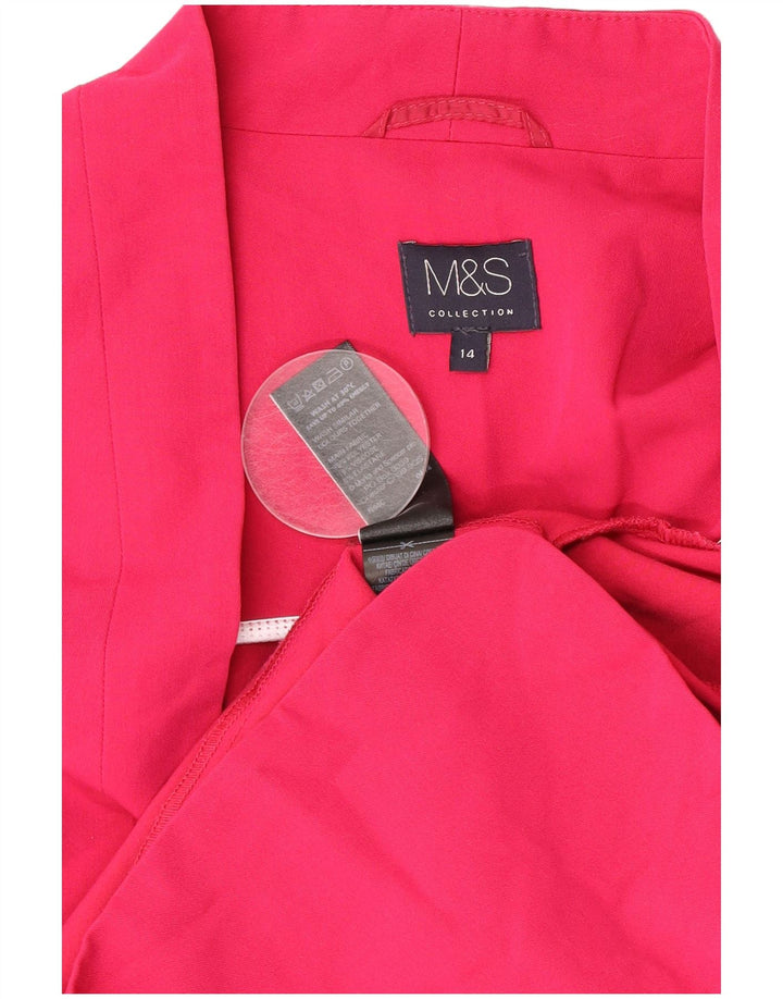 Женский открытый пиджак Marks & Spencer UK 14, полиэстер среднего розового цвета