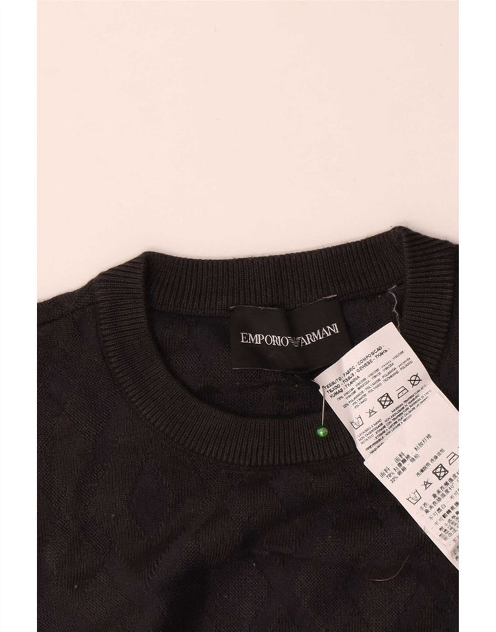 Мужской джемпер с круглым вырезом Emporio Armani, средний серый вискозный свитер