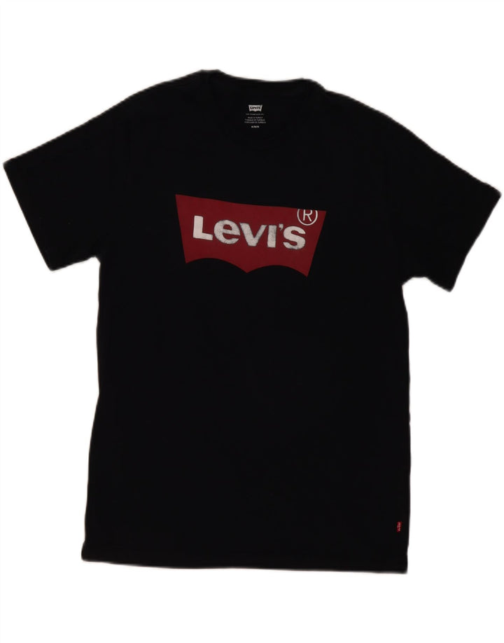 Мужская футболка с рисунком Levi's, верх среднего размера, черный хлопок, хлопок