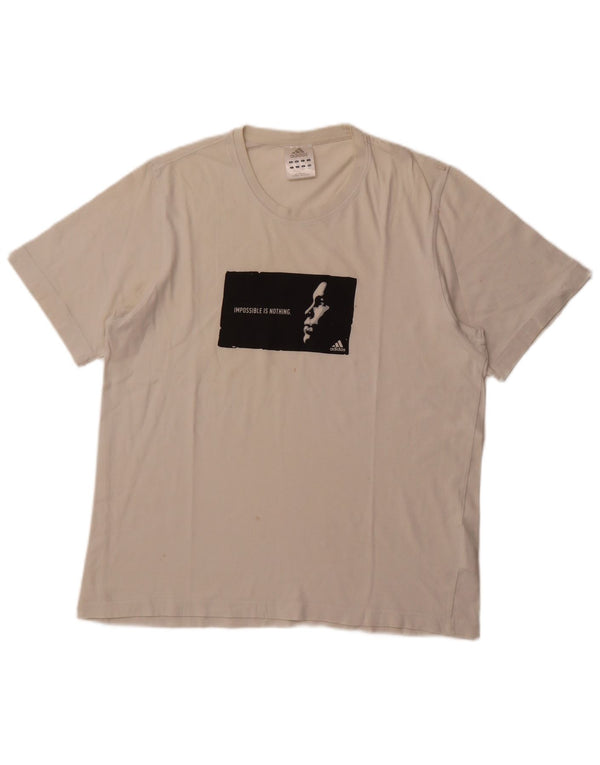 ADIDAS Мужская футболка с рисунком, большой белый хлопок