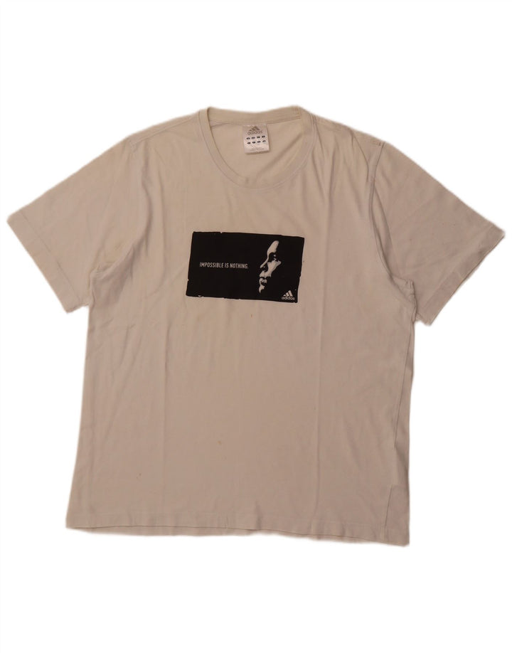 ADIDAS Мужская футболка с рисунком, большой белый хлопок