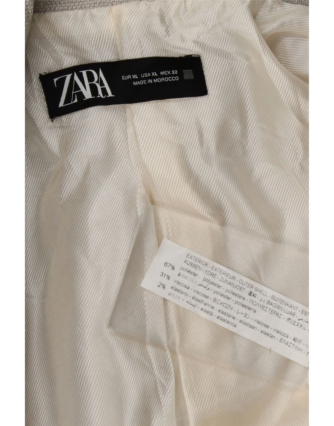Женский укороченный двубортный пиджак Zara UK 18 XL, серый полиэстер