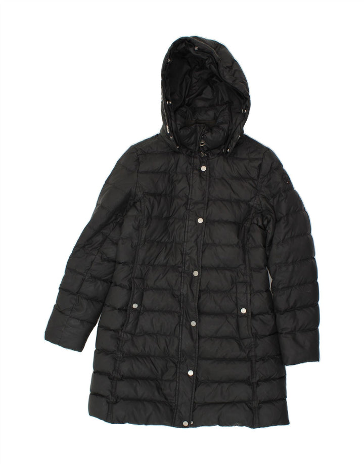 TOMMY HILFIGER Womens Hooded Padded Coat UK 14 Medium Black Nylon Vintage Tommy Hilfiger and Second-Hand Tommy Hilfiger from Messina Hembry 