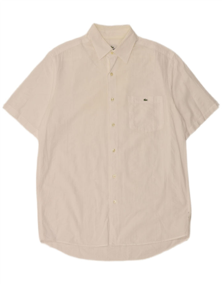 Мужская рубашка с коротким рукавом Lacoste, размер 41, большая белая хлопковая ткань