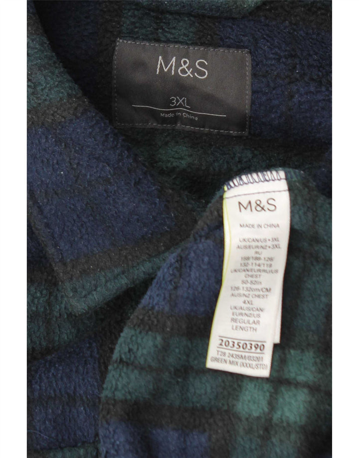 Мужская флисовая рубашка Marks & Spencer 3XL, полиэстер в зеленую клетку