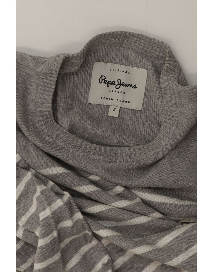 PEPE Jeans Мужской джемпер с круглым вырезом, маленький серый в полоску