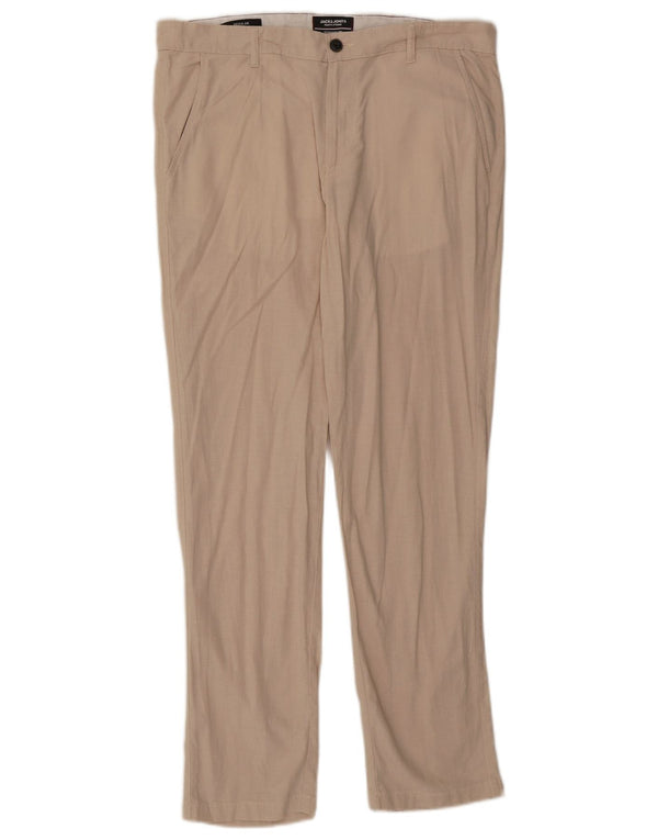 Мужские брюки Jack & Jones Straight Regular W34 L32, бежевый хлопок