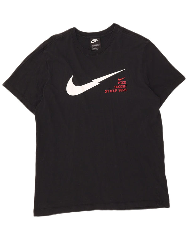 Мужская футболка с рисунком Nike Swoosh стандартной посадки, большой темно-синий хлопковый топ