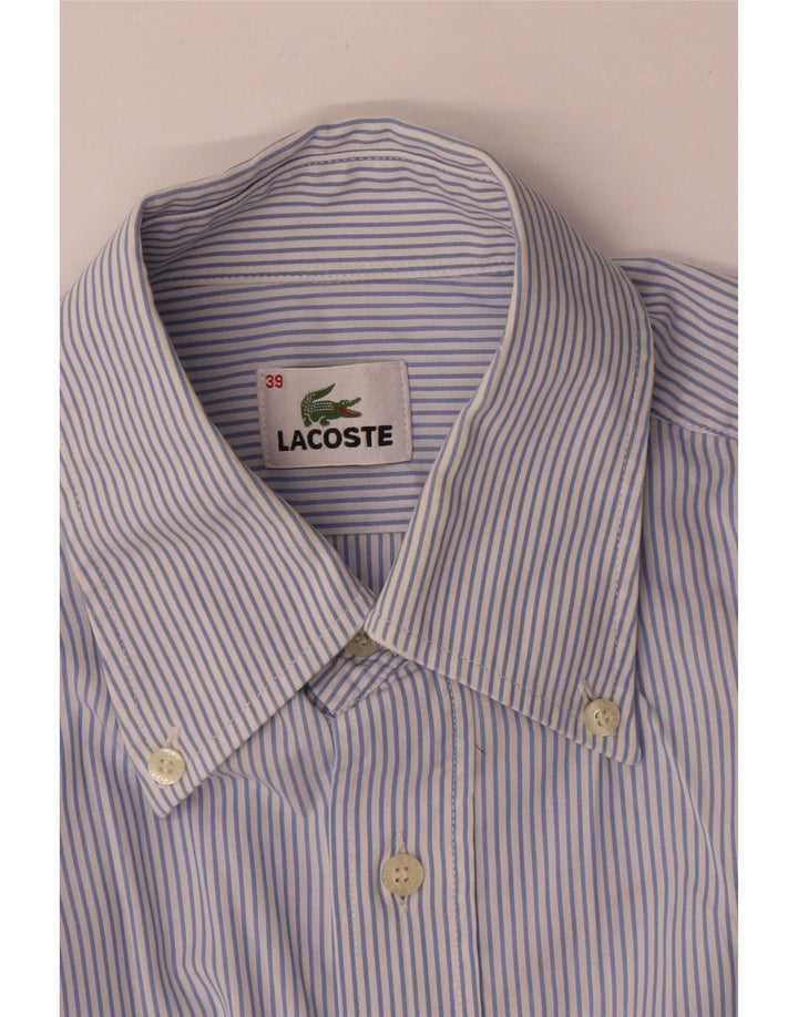 Мужская рубашка Lacoste, размер 39, средний синий хлопок в тонкую полоску