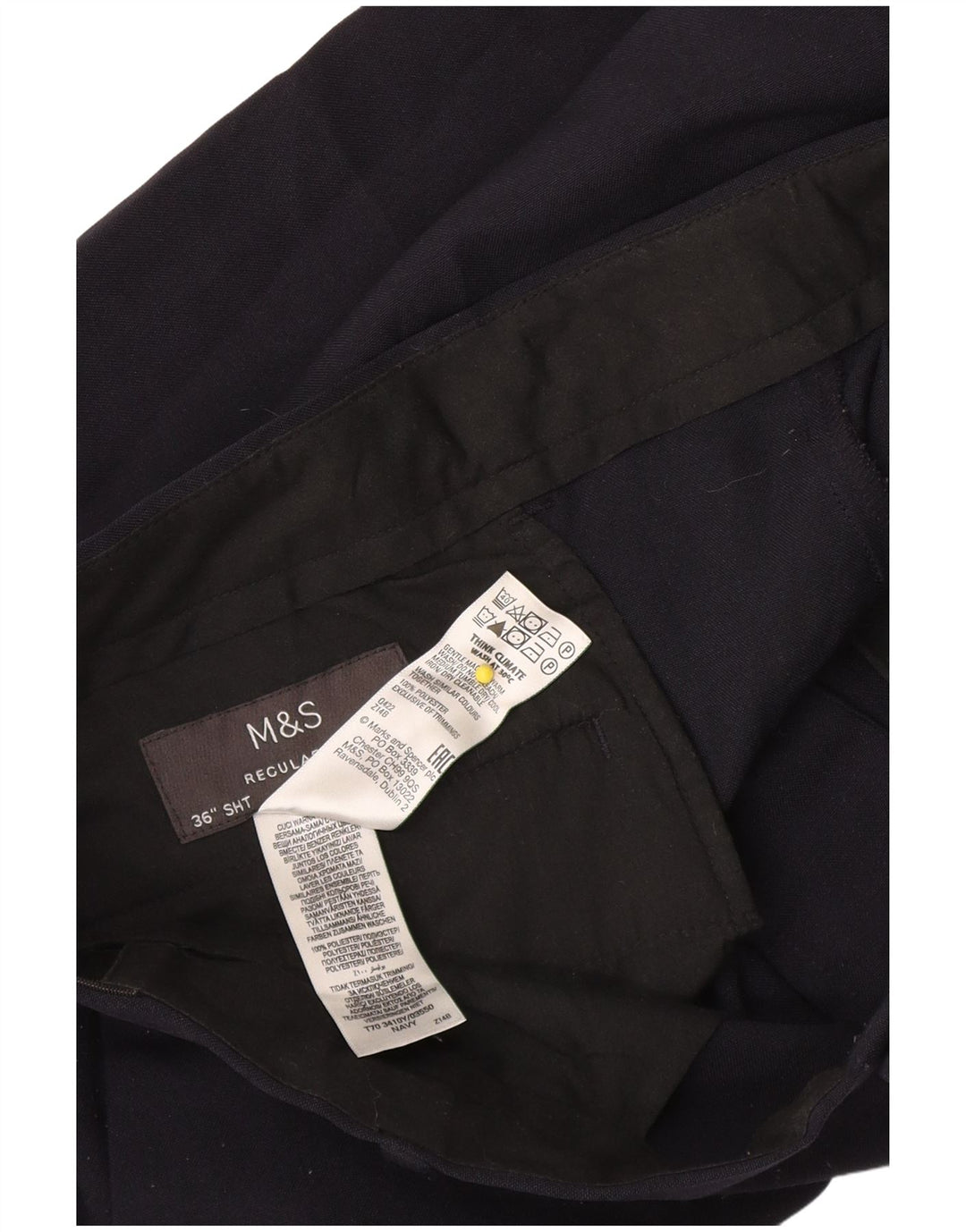 Мужские брюки-чиносы Marks & Spencer W36 L27 темно-синего цвета из полиэстера стандартного кроя