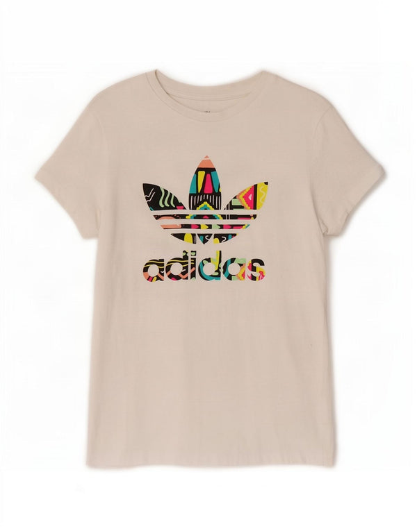 Футболка Adidas с рисунком для девочек, топ 13-14 лет, большой белый хлопок