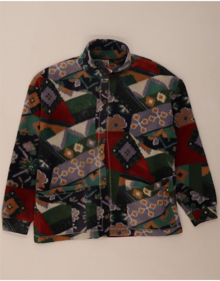 Винтажная женская флисовая куртка UK 14, средний разноцветный геометрический узор