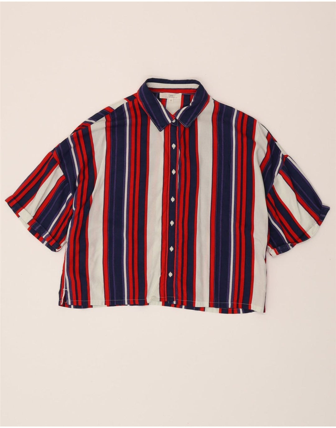 LEE Womens Oversized Crop Shirt Blouse UK 6 XS Multicoloured Striped