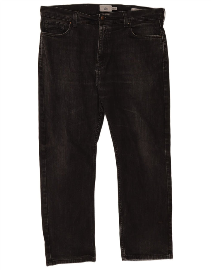 Мужские прямые джинсы Marks & Spencer W38 L29, черные, хлопковые