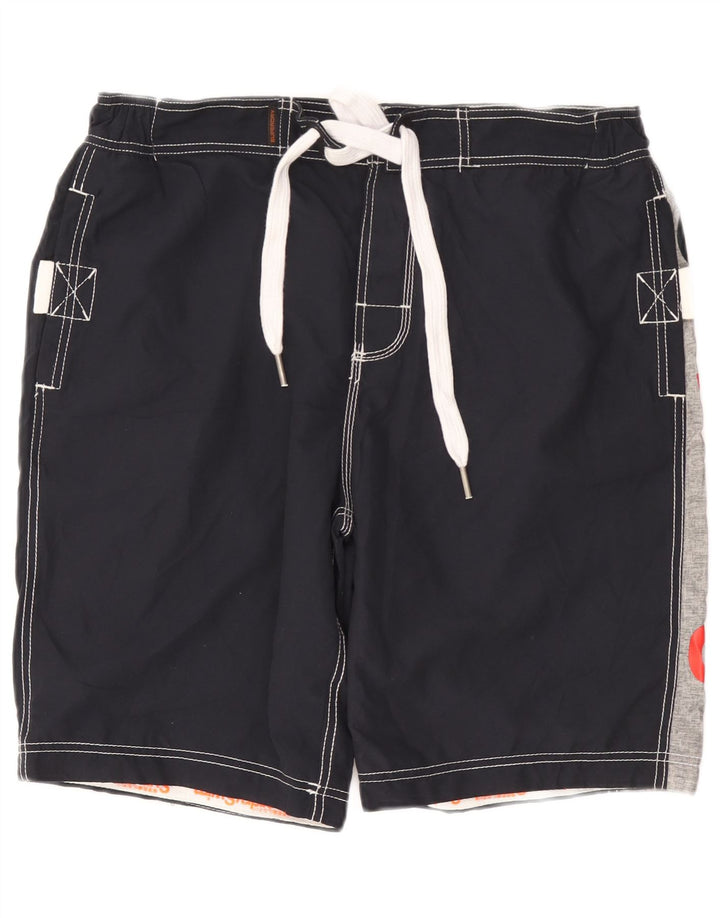 SUPERDRY Мужские шорты для плавания с рисунком 2XL, темно-синие, полиэстер с цветными блоками