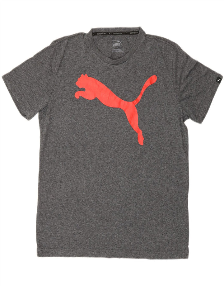Мужская футболка с рисунком Puma, хлопковый топ среднего серого цвета