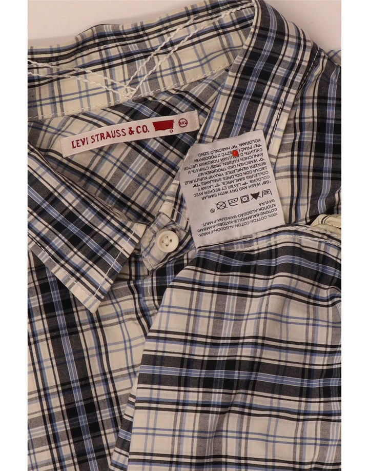 Мужская рубашка с коротким рукавом Levi's 2XL, синяя клетка, хлопок
