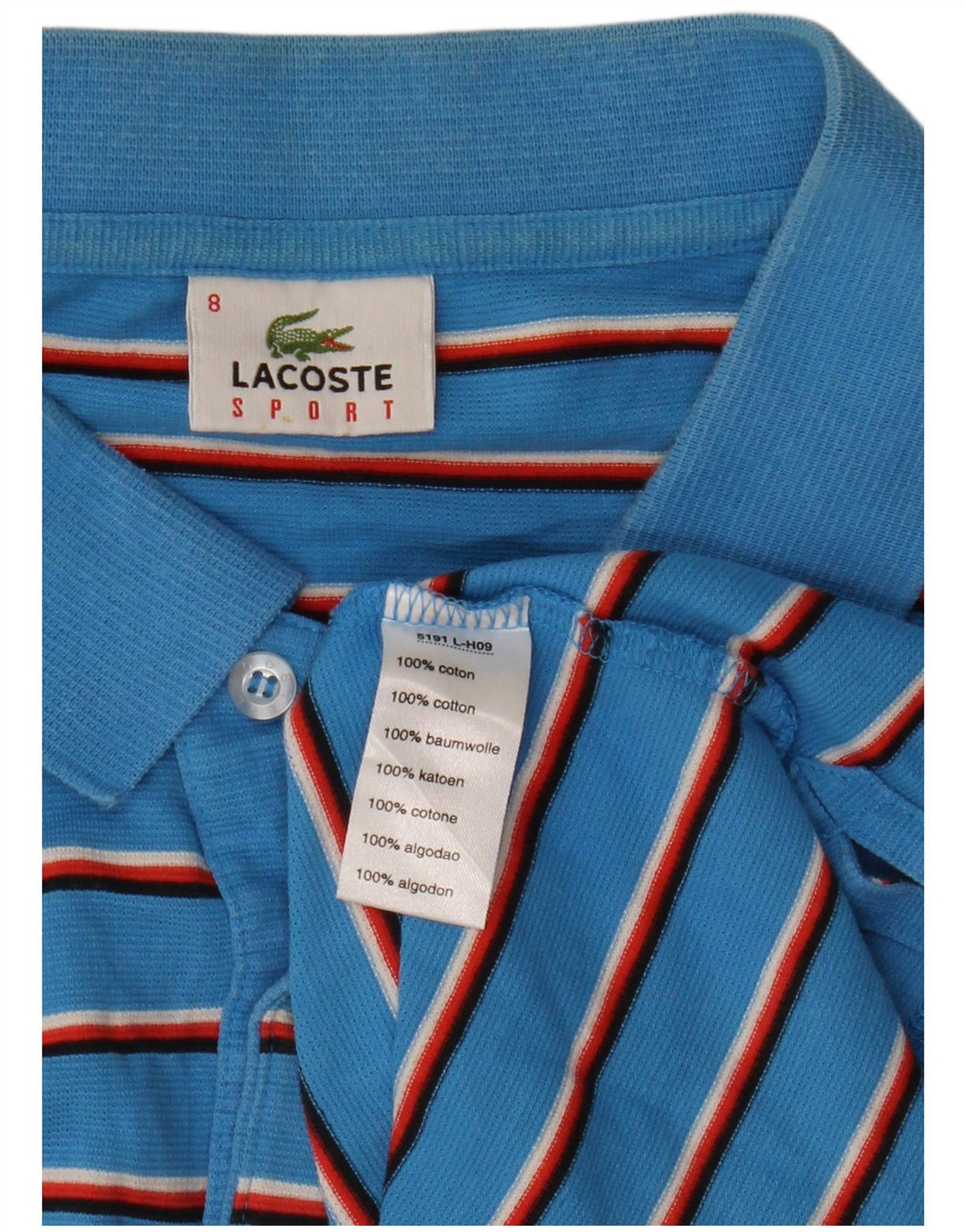 Мужская рубашка-поло Lacoste, размер 8, 3XL, хлопковая синяя полоска