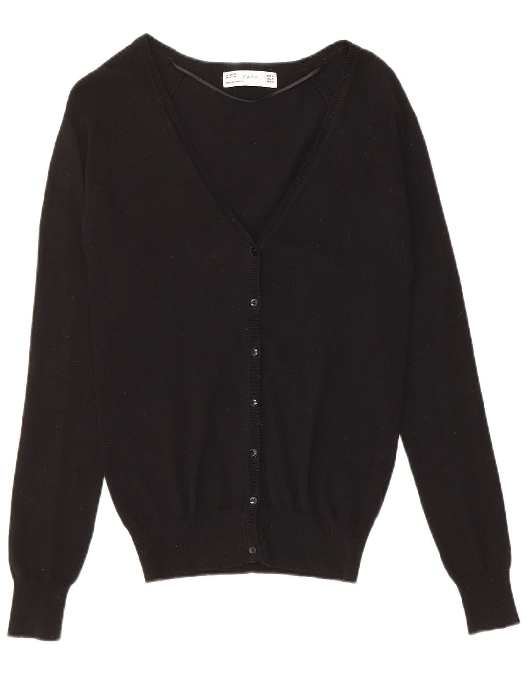Женский кардиган Zara UK 12, средний черный хлопковый свитер