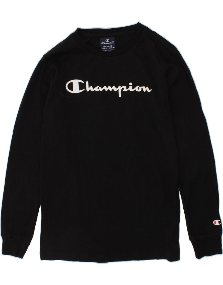 CHAMPION Boys Graphic Top Long Sleeve 9-10 Years Medium Black Cotton Vintage Champion and Second-Hand Champion from Messina Hembry 