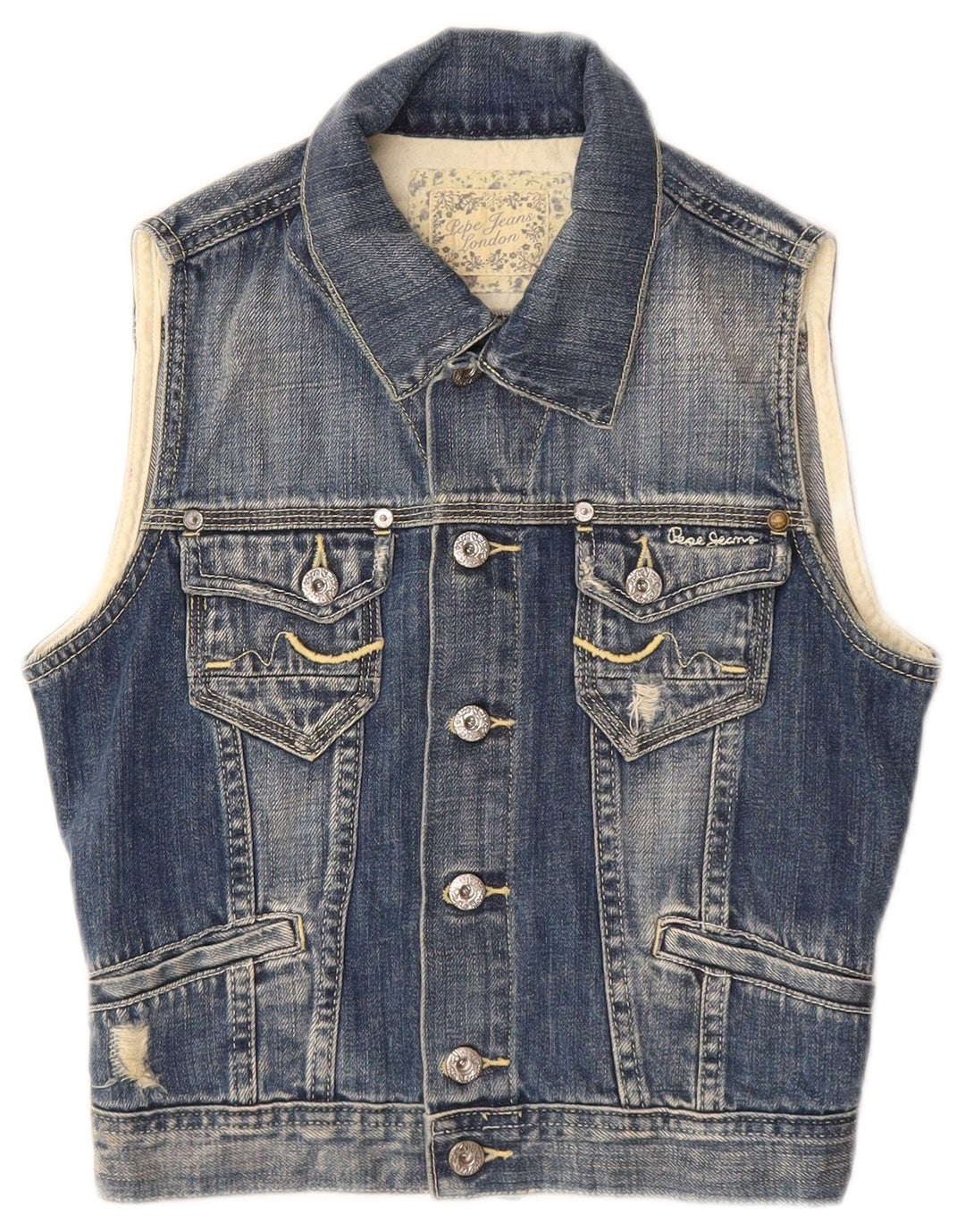 Джинсовый жилет PEPE Jeans для мальчиков, 7–8 лет, средний синий, хлопок, хлопковый