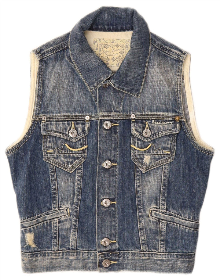 Джинсовый жилет PEPE Jeans для мальчиков, 7–8 лет, средний синий, хлопок, хлопковый