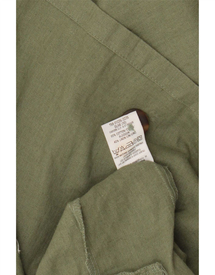 Женский пиджак с короткими рукавами Marks & Spencer UK 10, маленький, хаки