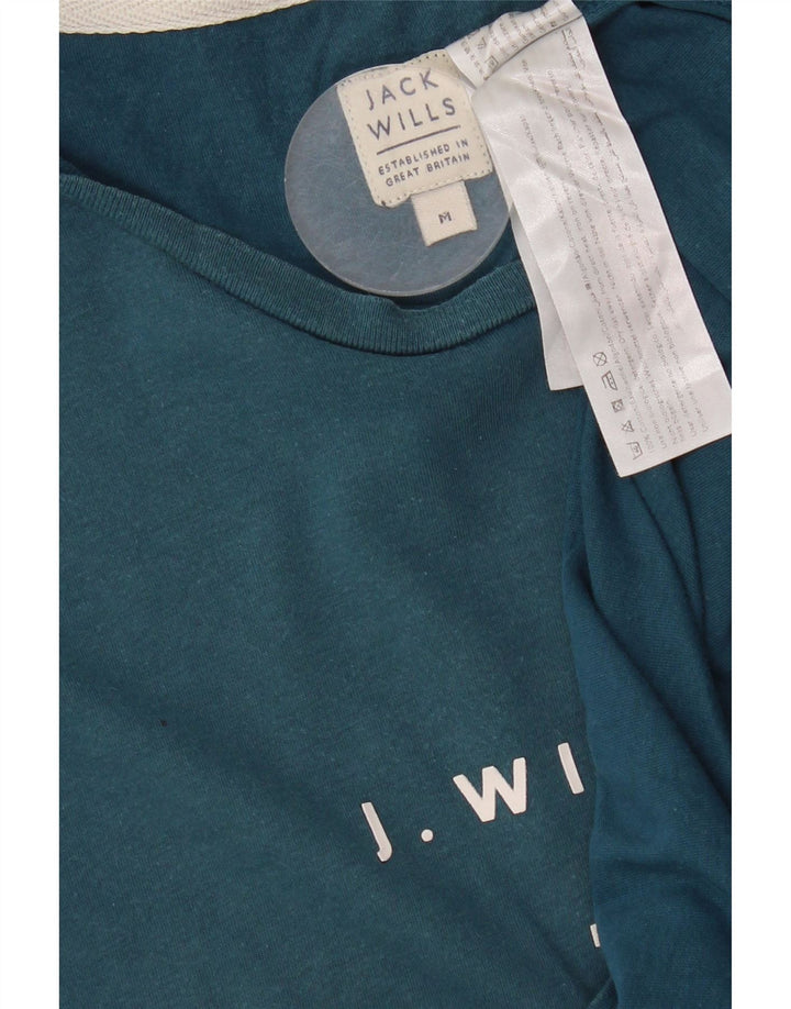 Мужская футболка с рисунком Jack Wills, хлопковый топ среднего синего цвета