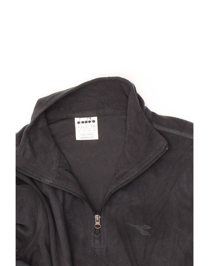 DIADORA Mens Zip Neck Fleece Jumper XL Grey Polyester Vintage Diadora and Second-Hand Diadora from Messina Hembry 