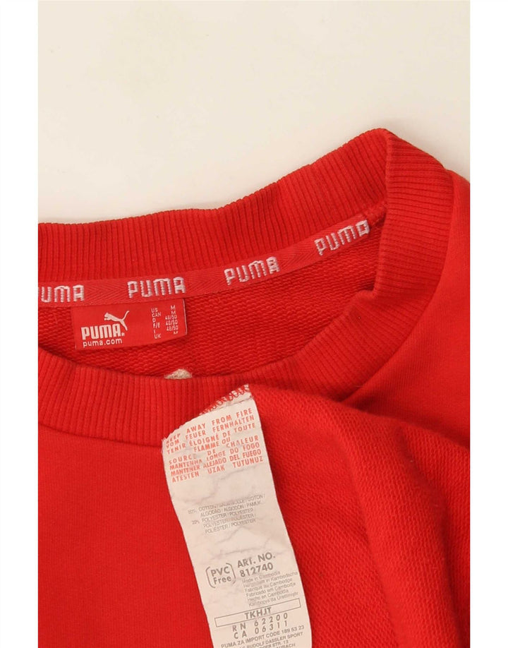 Мужской свитшот с рисунком Puma, хлопковый джемпер среднего красного цвета