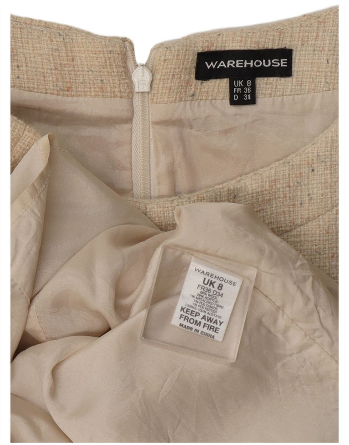 Женское платье-футляр Warehouse UK 8, маленькое бежевое шерстяное с крапинками