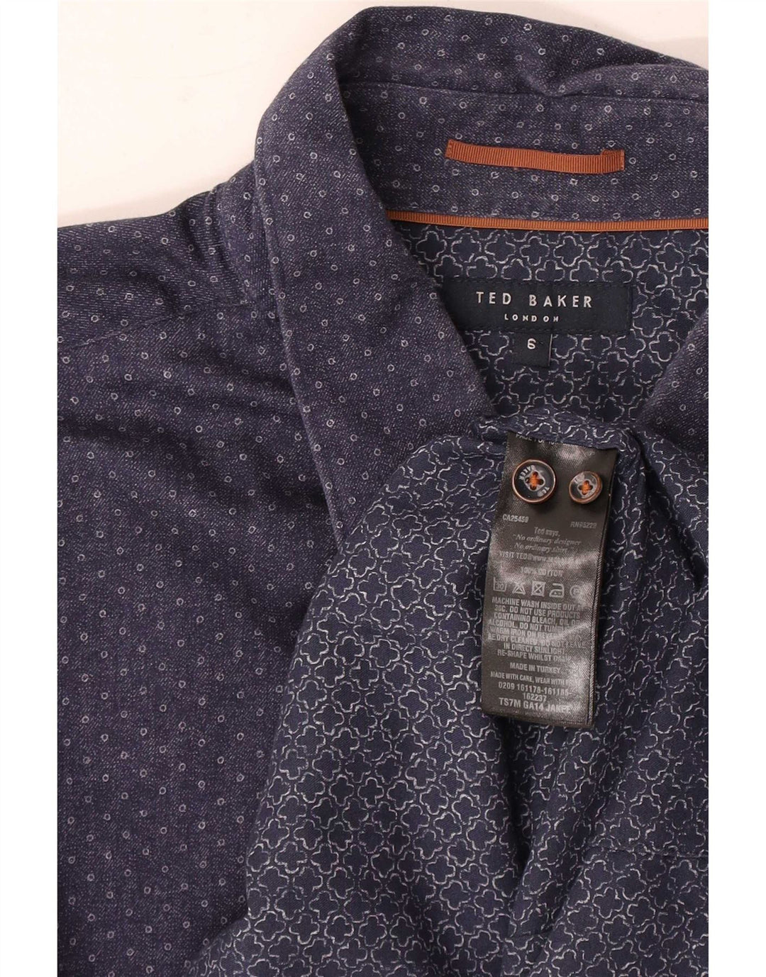Мужская рубашка Ted Baker, размер 6, 2XL, темно-синяя, пятнистый хлопок