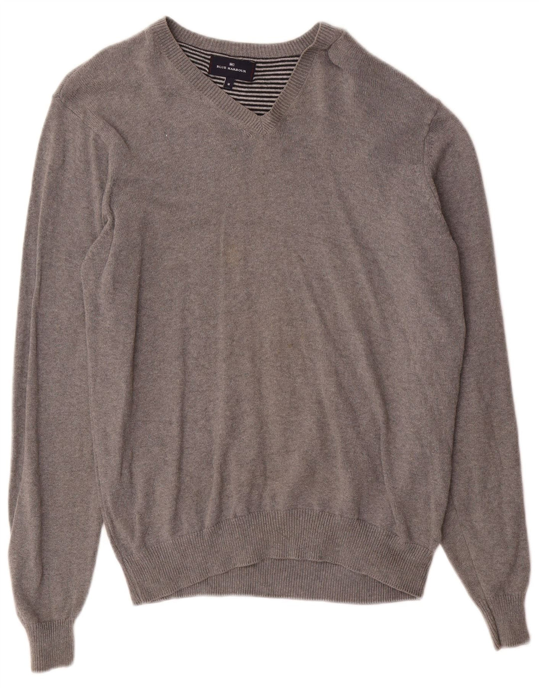 Мужской джемпер с v-образным вырезом Mark & Spencer Blue Harbour, хлопковый средний серый цвет