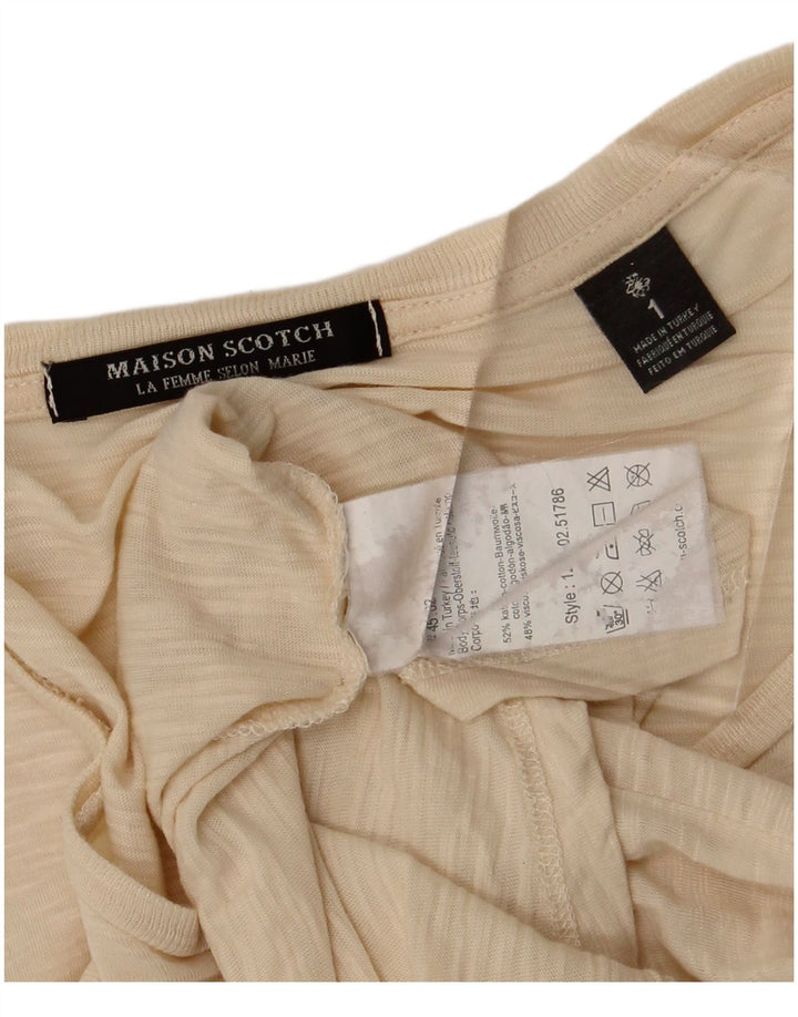 Женская футболка Maison Scotch, размер 1, маленькая, бежевый, хлопок